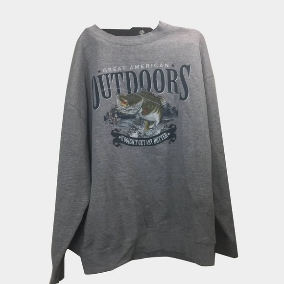 VTG American Outdoors Fishing Bass Crewneck Sweater Men's Size medium Mea - Picture 1 of 5